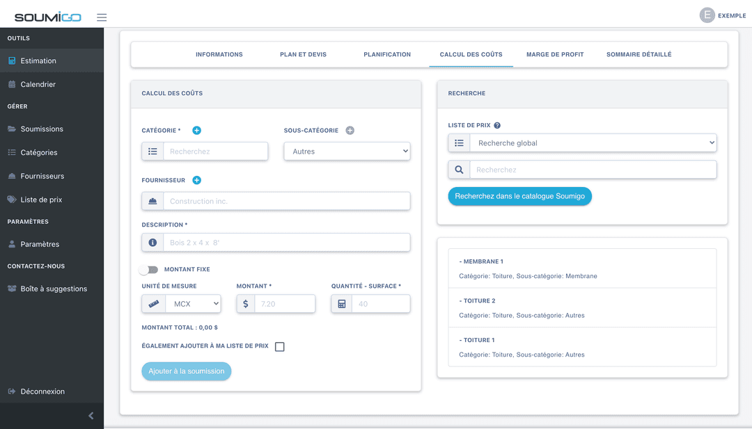 Estimations intelligentes, zéro répétition - Vue détaillée